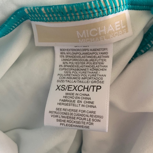 Michael Kors Teal Water Marble Logo Ring Tankini - Picture 5 of 14